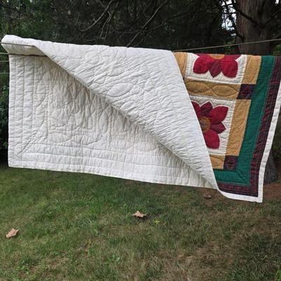 LOT 93L: Vintage Handmade Quilts, Winter Posie Pattern & More