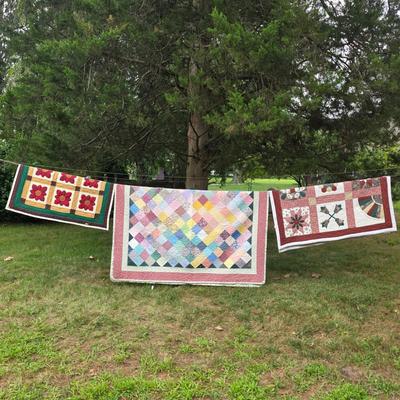LOT 93L: Vintage Handmade Quilts, Winter Posie Pattern & More