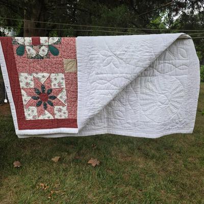 LOT 93L: Vintage Handmade Quilts, Winter Posie Pattern & More