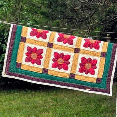 LOT 93L: Vintage Handmade Quilts, Winter Posie Pattern & More