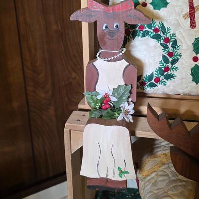 LOT 100S: Beautifully Wood Crafted Reindeer Planters, Shelf Sitters, Small Table Runners & More, Includes Both Crates