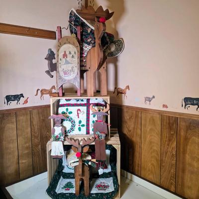 LOT 100S: Beautifully Wood Crafted Reindeer Planters, Shelf Sitters, Small Table Runners & More, Includes Both Crates