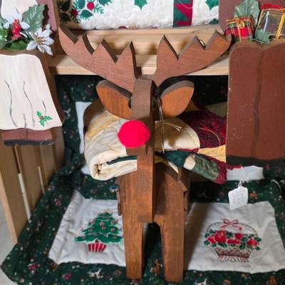 LOT 100S: Beautifully Wood Crafted Reindeer Planters, Shelf Sitters, Small Table Runners & More, Includes Both Crates