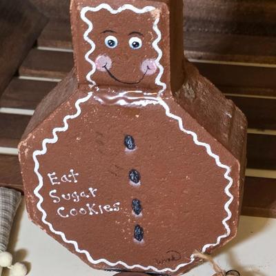 LOT 101S: Crate W/Gingerbread Door Stop, Ornaments, Table Mats, Stocking & More