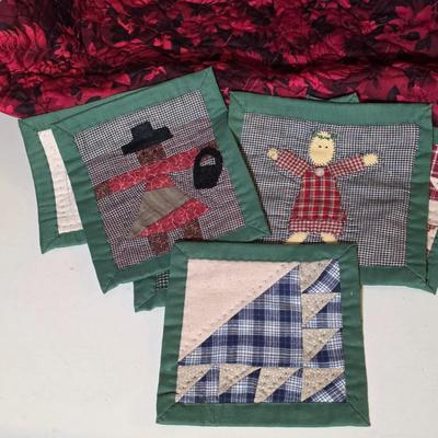LOT 102S: Let It Snow! Adorable Wood Snowman Card Holder/Pole, Holiday Quilt Trivets, Magnets/Ornaments & More