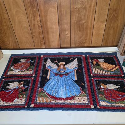LOT 103S: Darling Finished Angel & One Ready To Finish Your Way, Along W/Smaller Angels, Stocking, Trivets & Decorative Box In A...