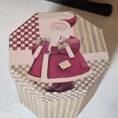 LOT 104S: Beautiful Christmas items, Includes Handmade Quilt Wall Hanging, Wooden Sled, Jar Of Jingle Bells & More