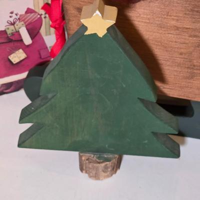 LOT 104S: Beautiful Christmas items, Includes Handmade Quilt Wall Hanging, Wooden Sled, Jar Of Jingle Bells & More