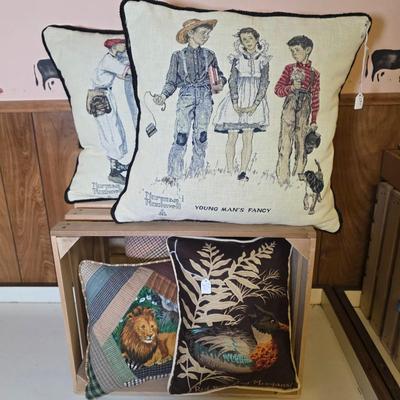 LOT 110S: Beautiful Pillows, Includes 2 Norman Rockwell Pillows, Wildlife & More