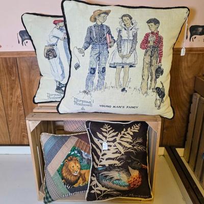 LOT 110S: Beautiful Pillows, Includes 2 Norman Rockwell Pillows, Wildlife & More