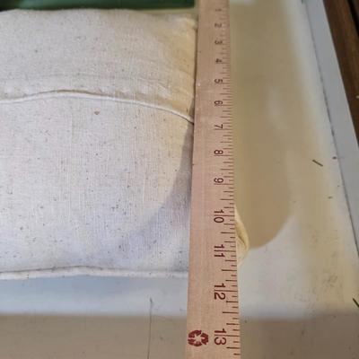LOT 111S: Four Beautifully Handmade Pillows W/Hand Painted Crate