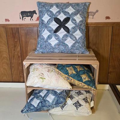LOT 112S: Five Lovely Handmade Pillow W/Crate