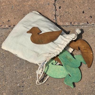 LOT 114S: Beautiful Hand Made Quilts/Wall Hanging, Afghan W/Quilt Rack & A Pouch Of Wooden Ducks