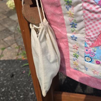 LOT 114S: Beautiful Hand Made Quilts/Wall Hanging, Afghan W/Quilt Rack & A Pouch Of Wooden Ducks