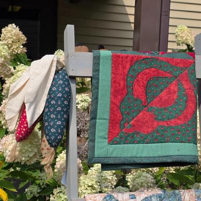 LOT 116S: Vintage Hand Made Quilts W/Adorable Stuffed Corn & Quilt Ladder