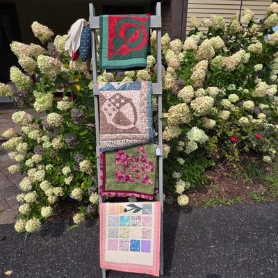 LOT 116S: Vintage Hand Made Quilts W/Adorable Stuffed Corn & Quilt Ladder