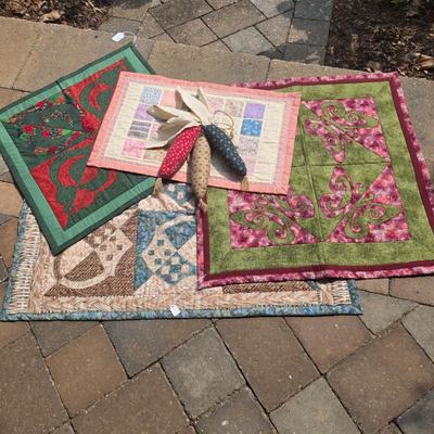 LOT 116S: Vintage Hand Made Quilts W/Adorable Stuffed Corn & Quilt Ladder