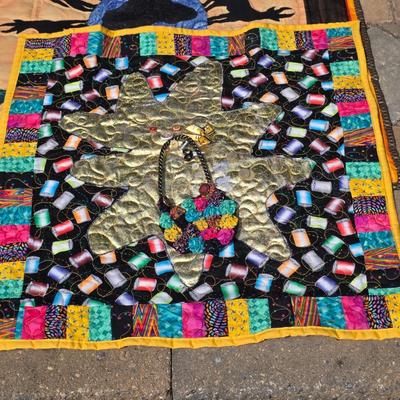 LOT 117S: Lovely Vintage Quilt Rack & Hand Made Quilts