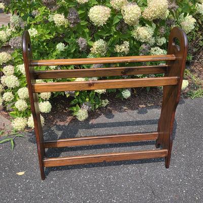 LOT 117S: Lovely Vintage Quilt Rack & Hand Made Quilts