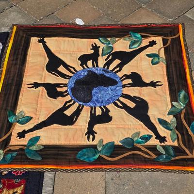 LOT 117S: Lovely Vintage Quilt Rack & Hand Made Quilts