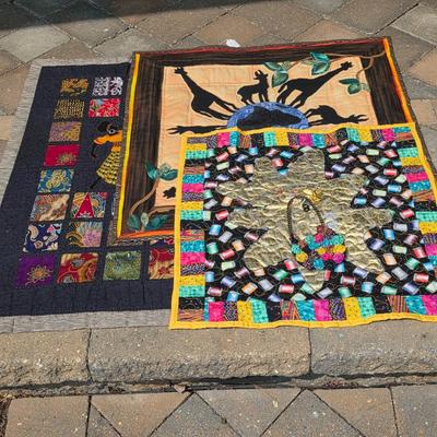 LOT 117S: Lovely Vintage Quilt Rack & Hand Made Quilts
