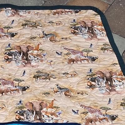 LOT 118S: Vintage Standing Ladder Quilt Rack W/Handmade Lap Quilts