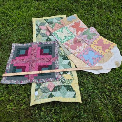 LOT 119S: Leaning/Hanging Ladder W/Vintage Handmade Quilts