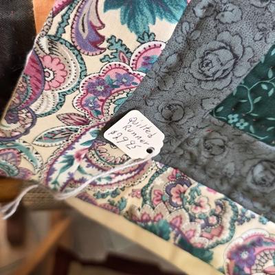 LOT 119S: Leaning/Hanging Ladder W/Vintage Handmade Quilts