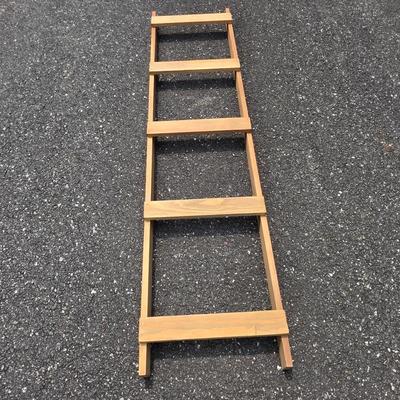 LOT 120S: Leaning Ladder W/Vintage Handmade Table Runner & Quilts