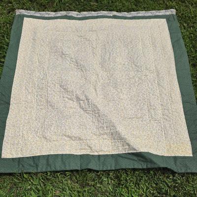 LOT 120S: Leaning Ladder W/Vintage Handmade Table Runner & Quilts