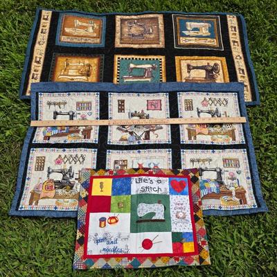 LOT 122S: Sew Many Cute Quilts! Vintage/Handmade Quilts W/Unique Details & Quilt Rack
