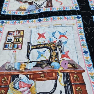 LOT 122S: Sew Many Cute Quilts! Vintage/Handmade Quilts W/Unique Details & Quilt Rack