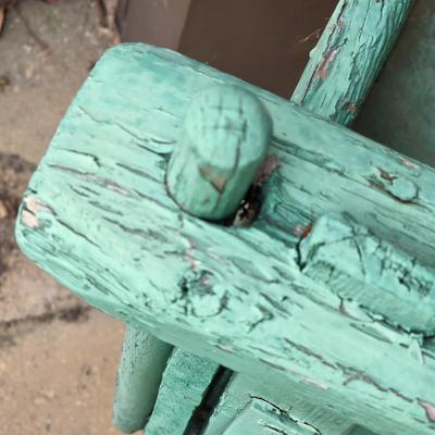 LOT 123S: Vintage Green Decorative Wheel Barrel