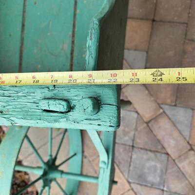 LOT 123S: Vintage Green Decorative Wheel Barrel