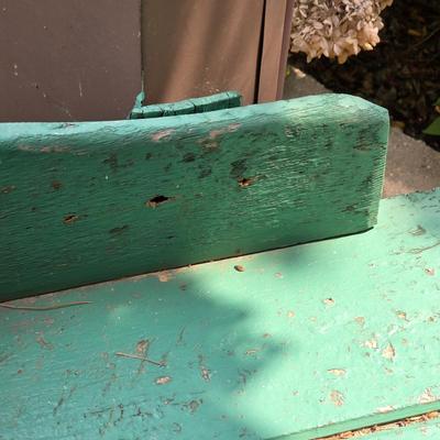 LOT 123S: Vintage Green Decorative Wheel Barrel