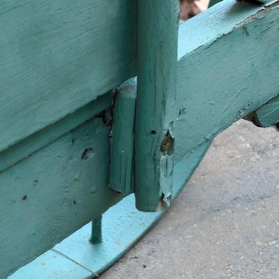 LOT 123S: Vintage Green Decorative Wheel Barrel