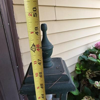 LOT 125S: Vintage Primitive Outdoor Electric Lamp Post, Along W/Decorative Lop Ear Bunny Figure