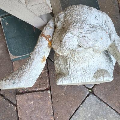 LOT 125S: Vintage Primitive Outdoor Electric Lamp Post, Along W/Decorative Lop Ear Bunny Figure