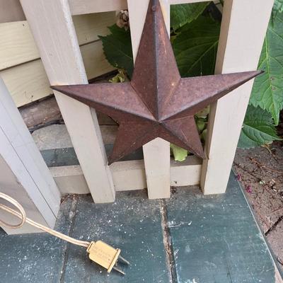 LOT 125S: Vintage Primitive Outdoor Electric Lamp Post, Along W/Decorative Lop Ear Bunny Figure