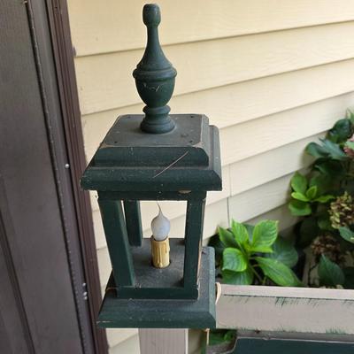 LOT 125S: Vintage Primitive Outdoor Electric Lamp Post, Along W/Decorative Lop Ear Bunny Figure