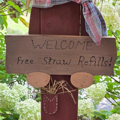 LOT 126S: Got Straw? Two Very Adorable, Vintage, Welcome Sign Scare Crows