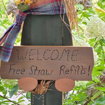 LOT 126S: Got Straw? Two Very Adorable, Vintage, Welcome Sign Scare Crows