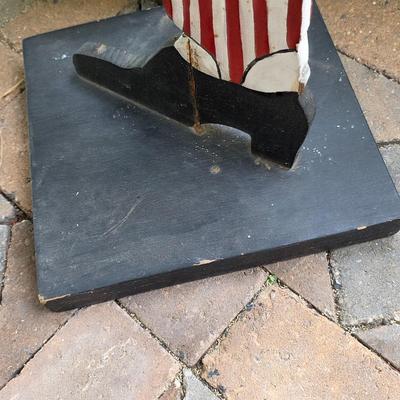 LOT 127S: Vintage Wooden Uncle Sam Figure For Holding A Small Flag