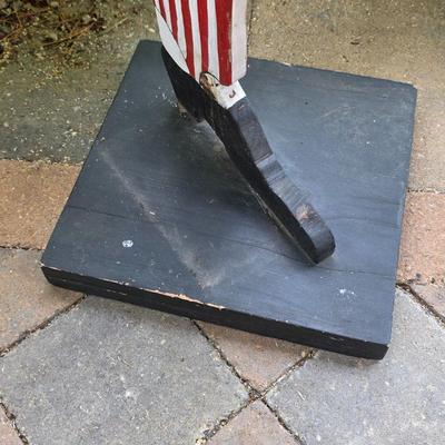 LOT 127S: Vintage Wooden Uncle Sam Figure For Holding A Small Flag