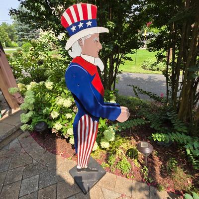 LOT 127S: Vintage Wooden Uncle Sam Figure For Holding A Small Flag