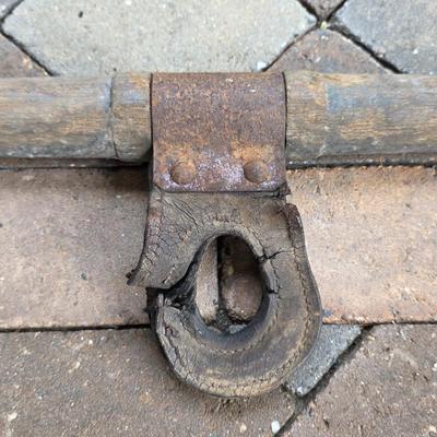 LOT 128S: Antique/Vintage Open Wood Barrel, Milking Stool, Leather/Wooden Draft Horse/Mule Yoke & Harness Pieces