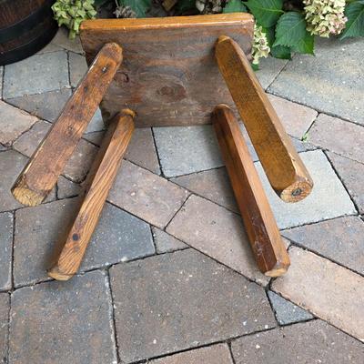 LOT 128S: Antique/Vintage Open Wood Barrel, Milking Stool, Leather/Wooden Draft Horse/Mule Yoke & Harness Pieces