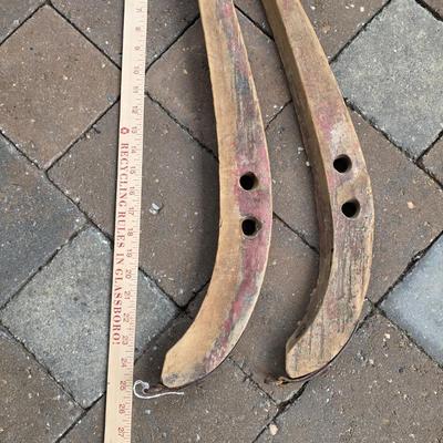 LOT 128S: Antique/Vintage Open Wood Barrel, Milking Stool, Leather/Wooden Draft Horse/Mule Yoke & Harness Pieces