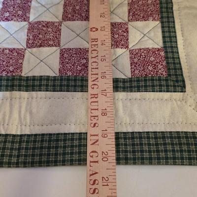 LOT 130S: Three Vintage Handmade Wooden Holiday Crafts & Table Quilts