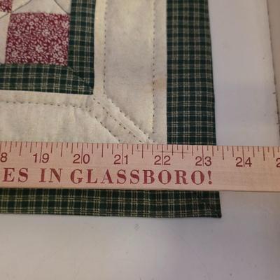 LOT 130S: Three Vintage Handmade Wooden Holiday Crafts & Table Quilts